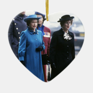 Adorno De Cerámica HM Queen Elizabeth II-Margaret Thatcher