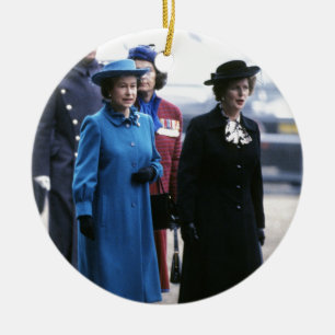 Adorno De Cerámica HM Queen Elizabeth II-Margaret Thatcher