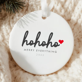 Adorno De Cerámica Ho Ho Ho | Christmas Heart Modern Minimalist