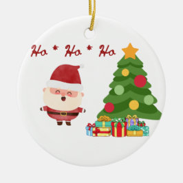 Adorno De Cerámica Ho, Ho, Ho con Santa y árbol en un 