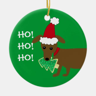 Adorno De Cerámica ¡HO! ¡HO! ¡HO! Dachshund del navidad