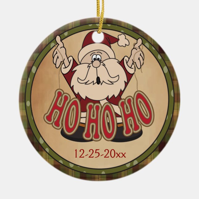 Adorno De Cerámica Ho Ho Ho Ho Holiday Santa Claus Ornament (Frente)