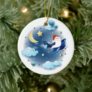 Adorno De Cerámica ¡Ho ho ho ho! Santa en el avión