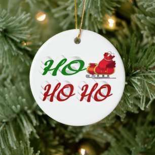 Adorno De Cerámica Ho Ho Ho Ho Santa Sleigh Navidad guion rojo verde