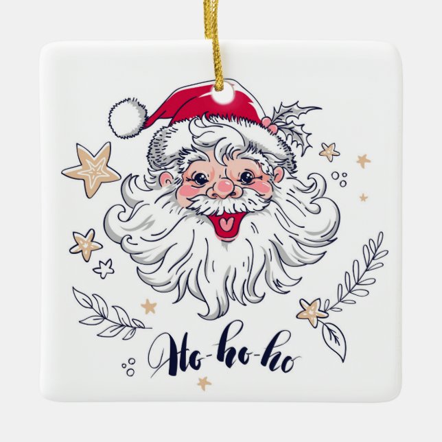 Adorno De Cerámica Ho Ho Ho Santa Ceramic Ornament (Anverso)