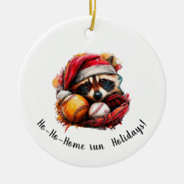 Adorno De Cerámica Ho-Ho-Home Run Baseball Christmas Ornament — Perso