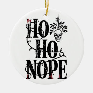 Adorno De Cerámica "Ho Ho Nope" Divertido Cráneo Gótico Espeluznante
