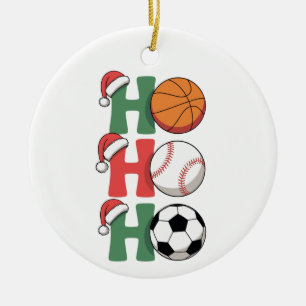 Adorno De Cerámica Ho Santa Navidad Baloncesto Béisbol Fútbol Navidad