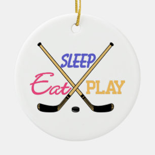 Adorno De Cerámica Hockey de Eat Sleep Play