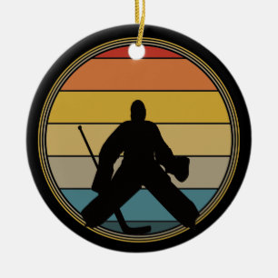 Adorno De Cerámica Hockey Goalie Sunset Silhouette