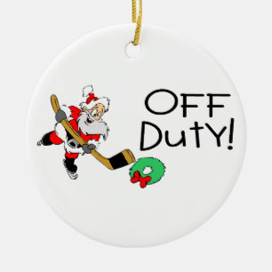Adorno De Cerámica Hockey Papá Noel