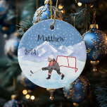 Adorno De Cerámica Hockey sobre hielo Color de agua personalizado<br><div class="desc">Este diseño puede ser personalizado en el área proporcionada cambiando la foto y/o el texto. O puede personalizarse haciendo clic en Personalizar esta plantilla y, a continuación, eligiendo la opción de hacer clic en el personalizar y eliminando o cambiando el color del fondo, agregando texto, cambiando el color o estilo...</div>