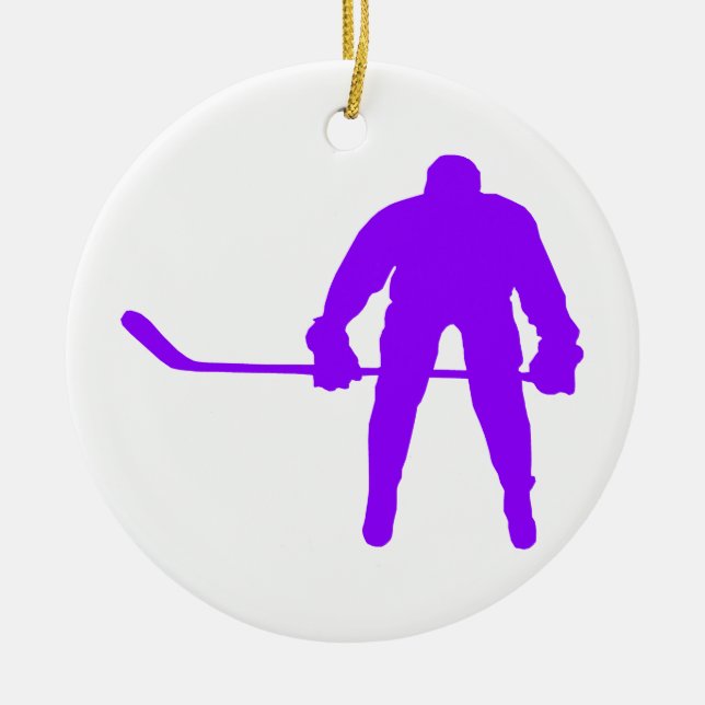 Adorno De Cerámica Hockey violeta sobre hielo púrpura (Frente)