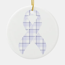Adorno De Cerámica Hodgkin's Lymphoma Awareness Plaid Lavender Ribbon