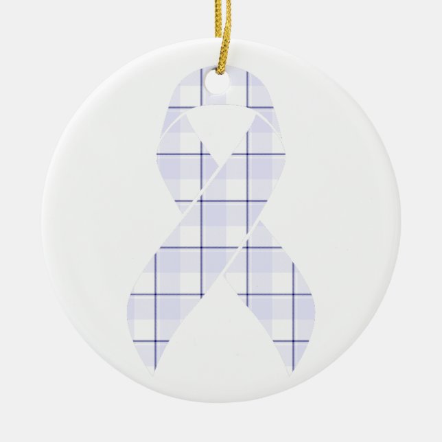 Adorno De Cerámica Hodgkin's Lymphoma Awareness Plaid Lavender Ribbon (Frente)