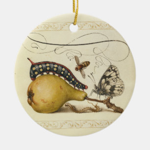 Adorno De Cerámica Hoefnagel Vintage Pera & Insectos 1500s Renacimien