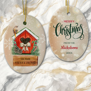 Adorno De Cerámica Hogar Sweet Home Navidades Birdhouse