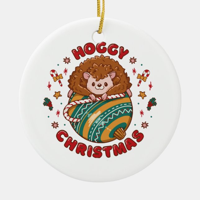 Adorno De Cerámica Hoggy Navidades Hedgehog (Frente)