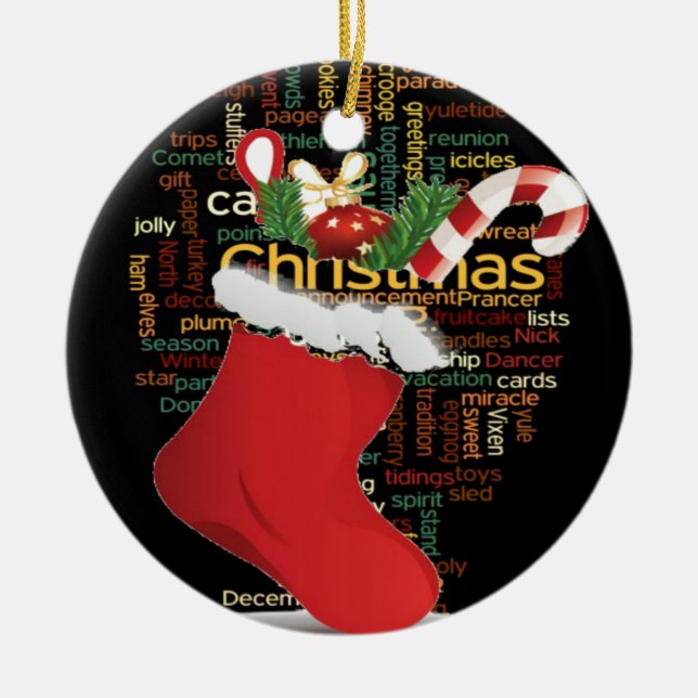 Adorno De Cerámica ¡HoHoHo! Feliz regalo de Navidad y un feliz año nu (Frente)