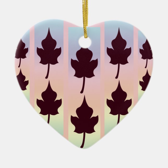 Adorno De Cerámica Hoja de arce con arcoiris - (Frente)