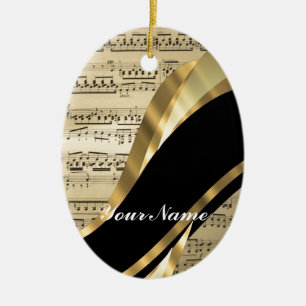 Adorno De Cerámica Hoja de música elegante