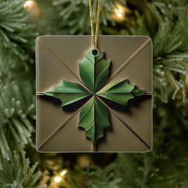 Adorno De Cerámica Hoja de Poinsettia Art Déco
