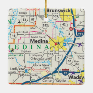 Adorno De Cerámica Hoja de ruta de Medina Ohio