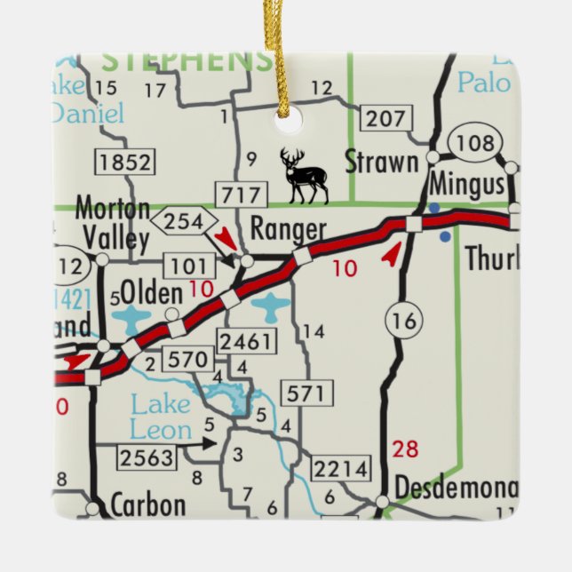 Adorno De Cerámica Hoja de Ruta de Ranger TX (Anverso)