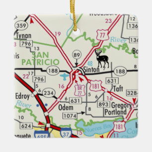 Adorno De Cerámica Hoja de Ruta de Sinton TX