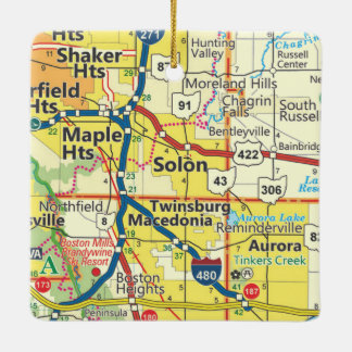 Adorno De Cerámica Hoja de Ruta de Solon Ohio