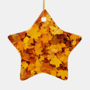 Adorno De Cerámica Hojas de arce amarillo otoñales