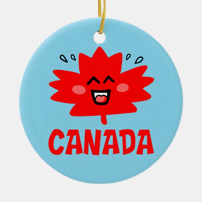 Adorno De Cerámica Hojas de arce de Canadá (Frente)