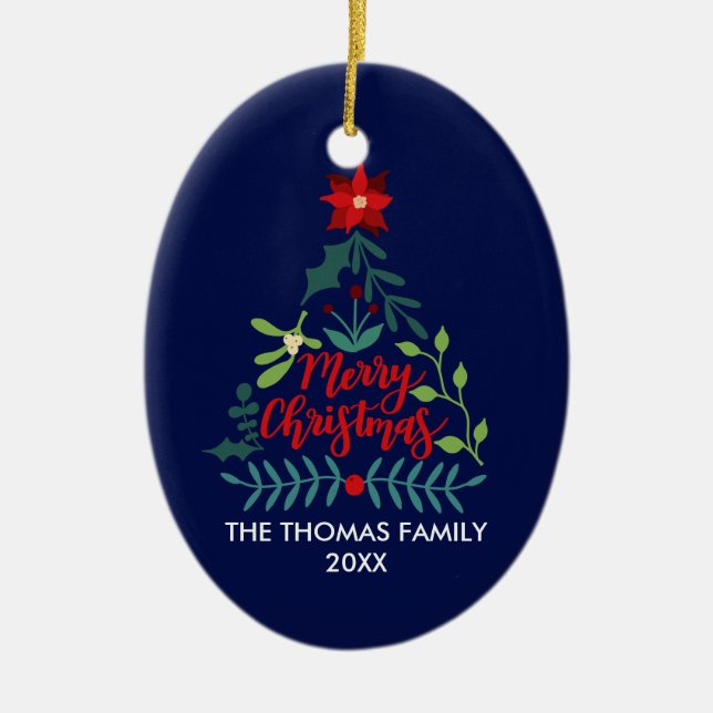 Adorno De Cerámica Hojas de follaje de navidades (Frente)