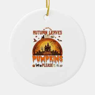 Adorno De Cerámica Hojas de Otoño Calabazas Por Favor Halloween Casa 