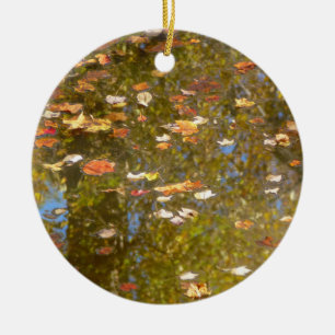 Adorno De Cerámica Hojas de otoño y reflejo de arroyo en Greenbelt