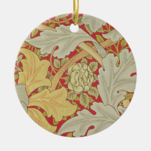Adorno De Cerámica Hojas del Acanthus y color de rosa salvaje en un
