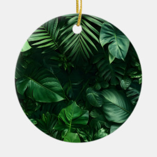 Adorno De Cerámica Hojas tropicales verdes exuberantes