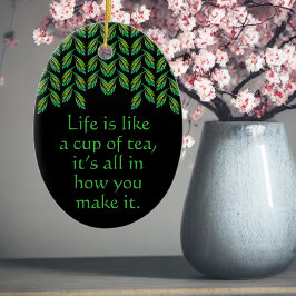 Adorno De Cerámica Hojas verdes neón - arte fractal, irlandés diciend