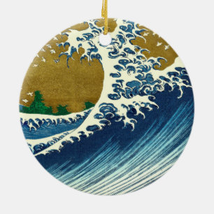 Adorno De Cerámica Hokusai Gran Ola Arte Japonés