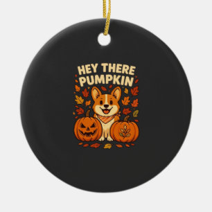Adorno De Cerámica Hola Ahí Calabaza Corgi Halloween Calabazas Otoño