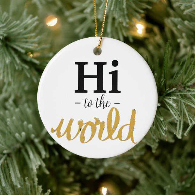 Adorno De Cerámica Hola Al Nombre De Las Estadísticas De Los Nacimien (Árbol)