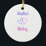 Adorno De Cerámica Hola bebé rosa corazón púrpura acuarela boho<br><div class="desc">diseño</div>