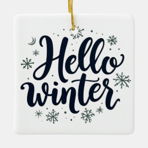 Adorno De Cerámica Hola Navidades de invierno Temporada de Invierno d