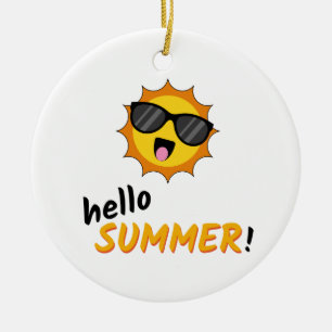 Adorno De Cerámica Hola Sol de verano con gafas de sol