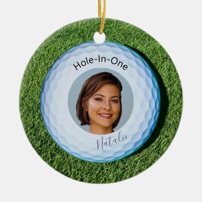 Adorno De Cerámica Hole-In-One Photo Signed Golf Ball (Frente)