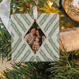 Adorno De Cerámica Holiday Foliage Quadrant Ivory and Green