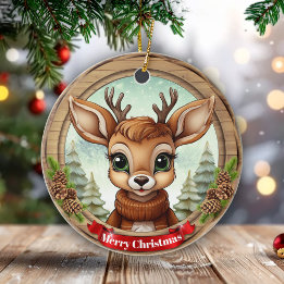 Adorno De Cerámica Holiday Reindeer Festive Rustic Christmas 🦌🎄