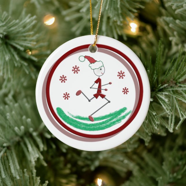 Adorno De Cerámica Holiday Runner Guy Ornament (Árbol)