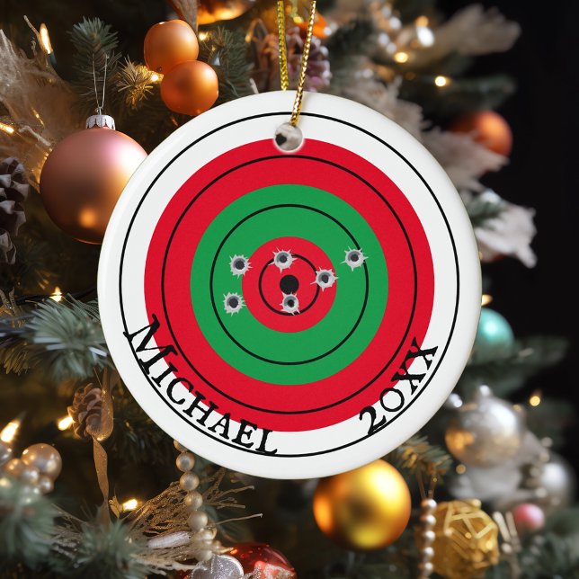 Adorno De Cerámica Holiday Shooting Target Gun Shooter Monogram (Subido por el creador)