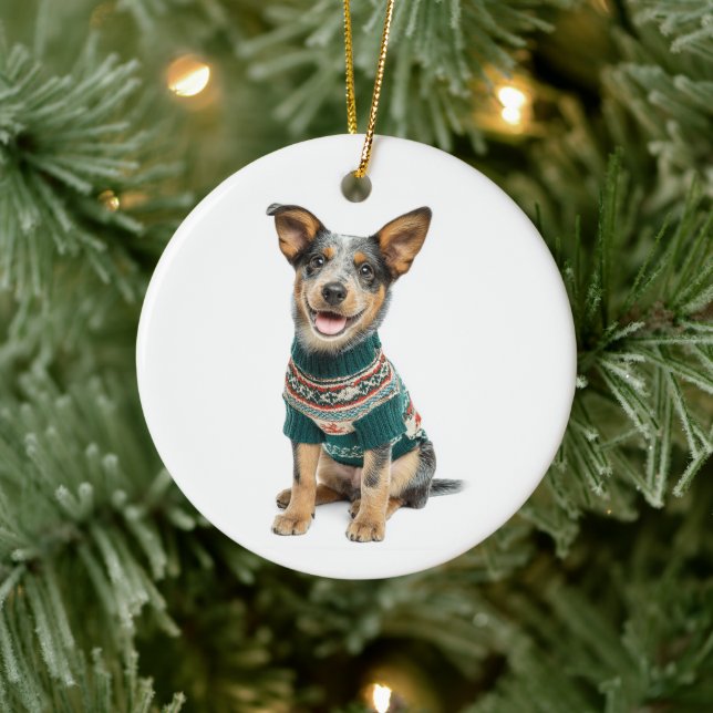 Adorno De Cerámica Holiday Sweater Cattle Dog (Árbol)